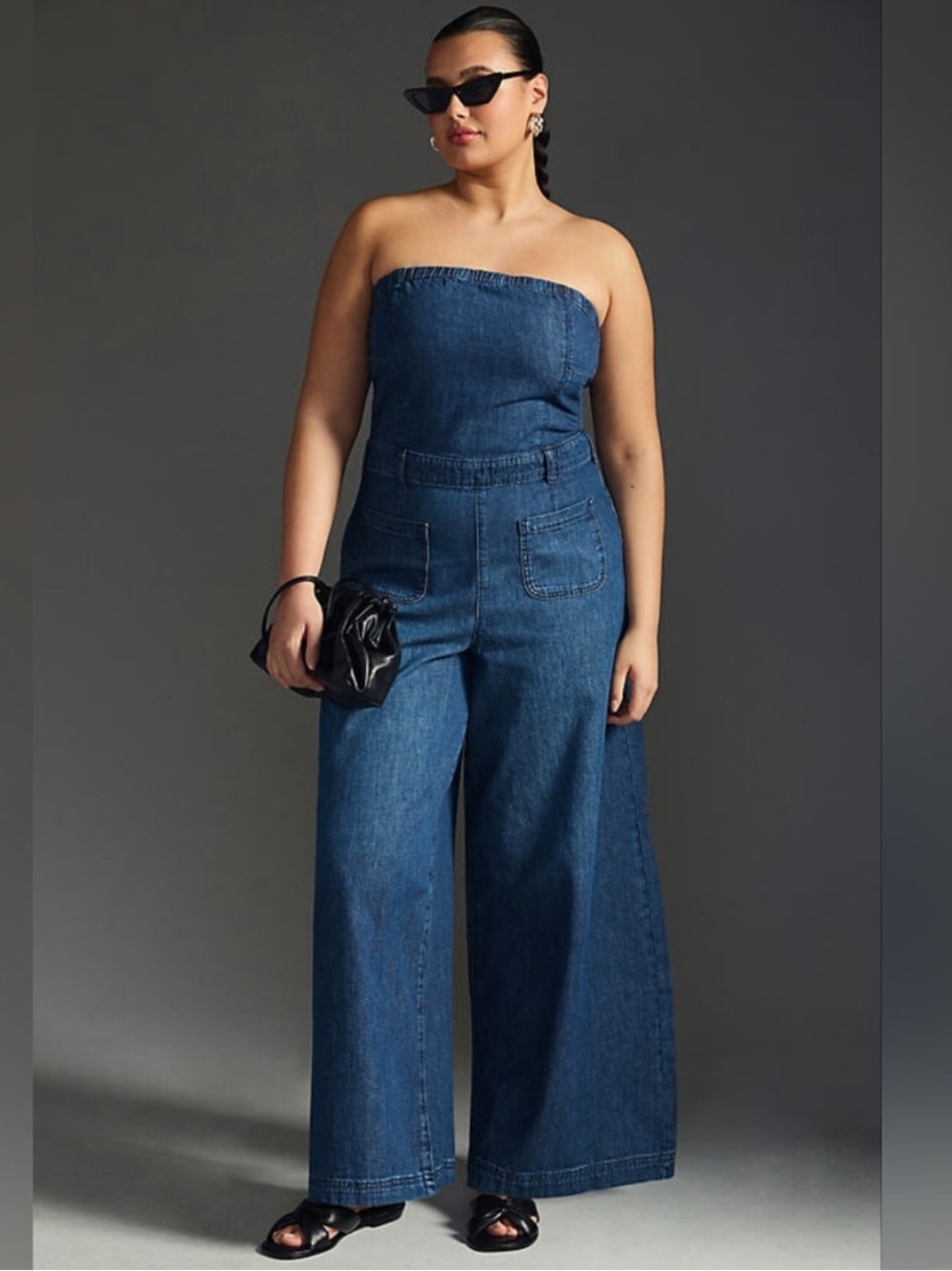 Pilcro The Skipper Strapless Denim Wide-Leg Jumpsuit NWT Size 22 W